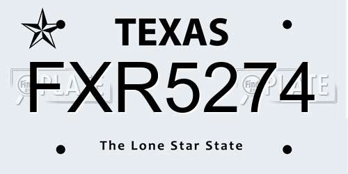 FXR5274 Texas License Plate