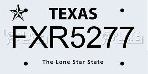 FXR5277 Texas License Plate