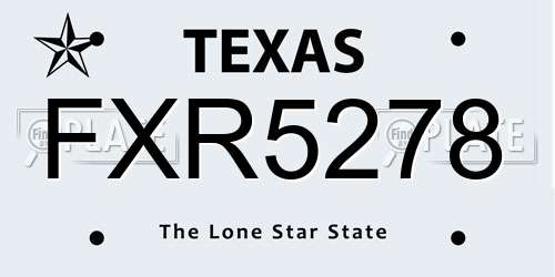 FXR5278 Texas License Plate
