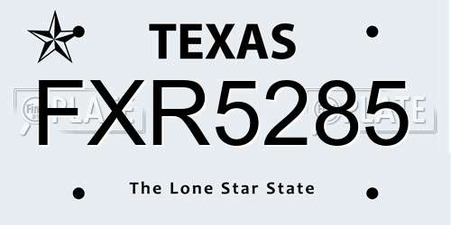 FXR5285 Texas License Plate