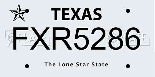 FXR5286 Texas License Plate