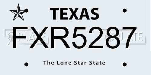 FXR5287 Texas License Plate