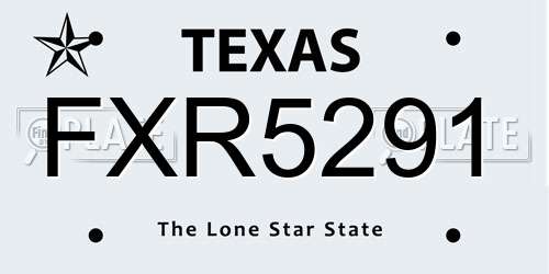 FXR5291 Texas License Plate