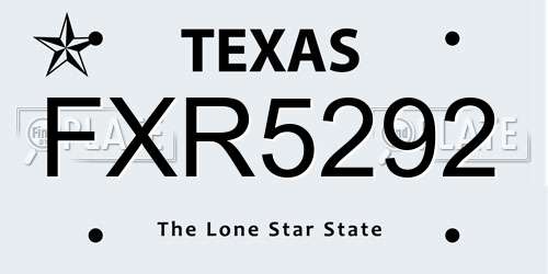 FXR5292 Texas License Plate