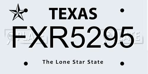 FXR5295 Texas License Plate