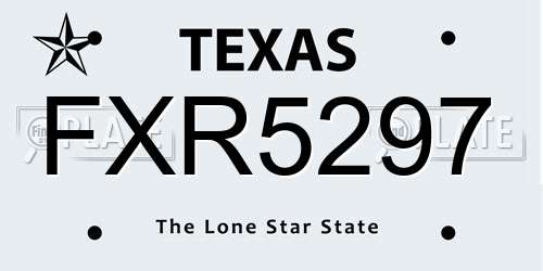 FXR5297 Texas License Plate