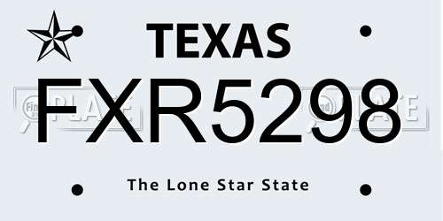 FXR5298 Texas License Plate