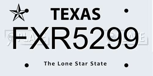 FXR5299 Texas License Plate
