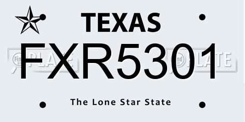 FXR5301 Texas License Plate