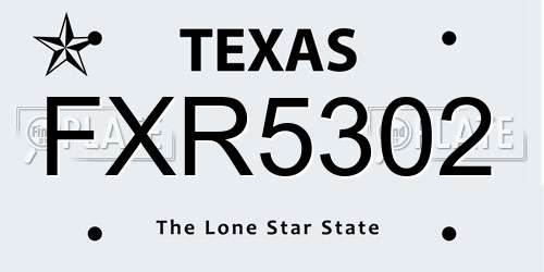 FXR5302 Texas License Plate