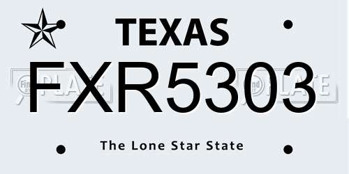 FXR5303 Texas License Plate