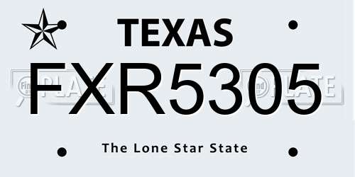 FXR5305 Texas License Plate