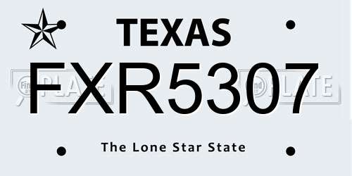 FXR5307 Texas License Plate