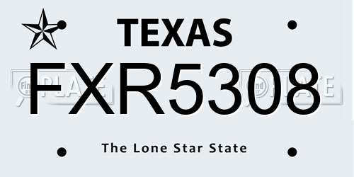 FXR5308 Texas License Plate