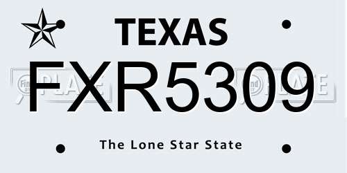 FXR5309 Texas License Plate