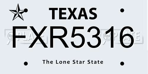 FXR5316 Texas License Plate