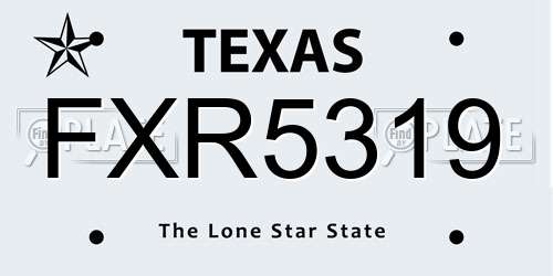 FXR5319 Texas License Plate