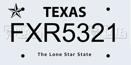 FXR5321 Texas License Plate