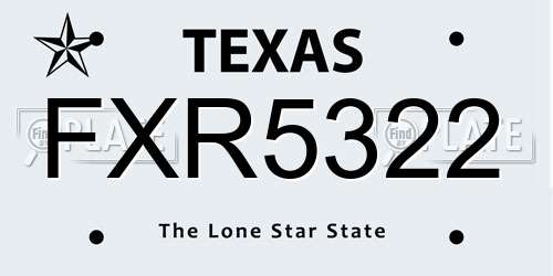 FXR5322 Texas License Plate