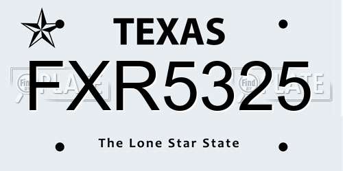 FXR5325 Texas License Plate
