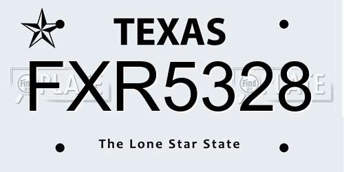 FXR5328 Texas License Plate