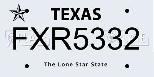 FXR5332 Texas License Plate
