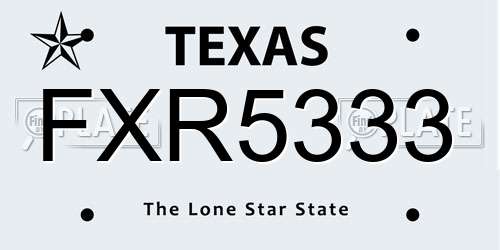 FXR5333 Texas License Plate