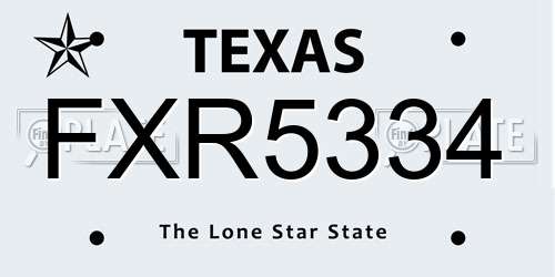 FXR5334 Texas License Plate