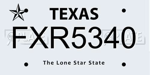 FXR5340 Texas License Plate
