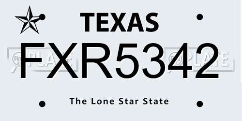 FXR5342 Texas License Plate