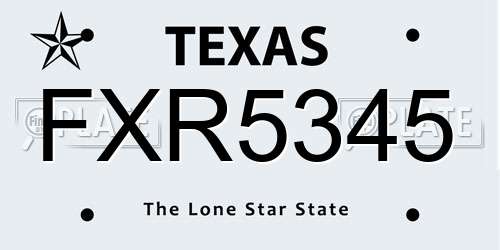 FXR5345 Texas License Plate