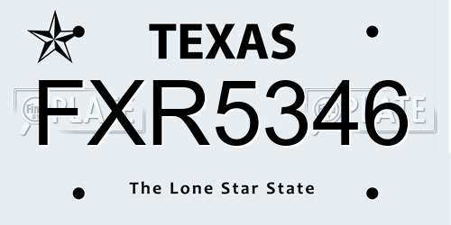 FXR5346 Texas License Plate