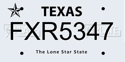 FXR5347 Texas License Plate