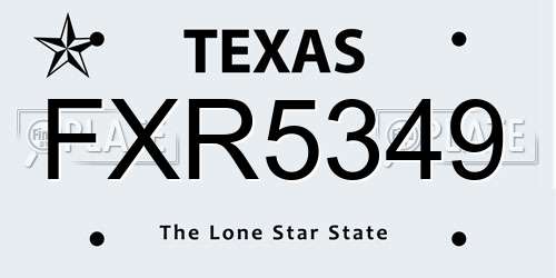 FXR5349 Texas License Plate