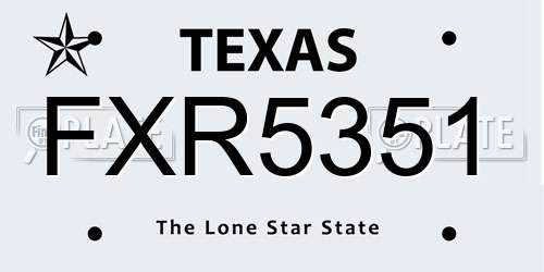 FXR5351 Texas License Plate