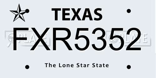 FXR5352 Texas License Plate