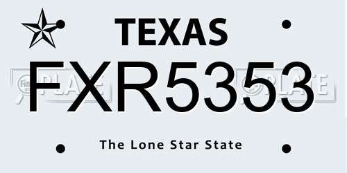 FXR5353 Texas License Plate