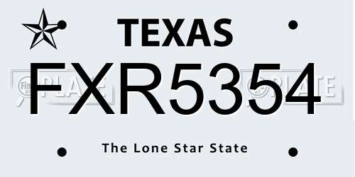 FXR5354 Texas License Plate