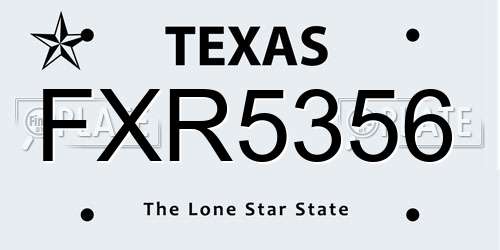 FXR5356 Texas License Plate