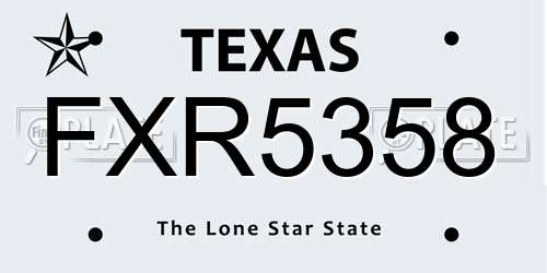 FXR5358 Texas License Plate