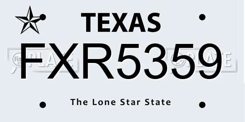 FXR5359 Texas License Plate