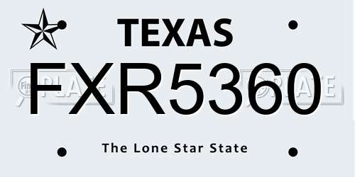 FXR5360 Texas License Plate