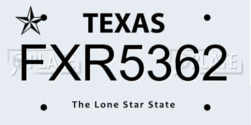 FXR5362 Texas License Plate
