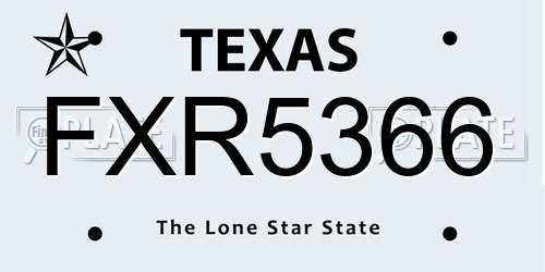 FXR5366 Texas License Plate