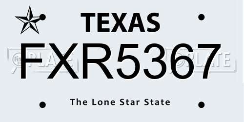 FXR5367 Texas License Plate