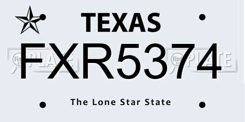 FXR5374 Texas License Plate