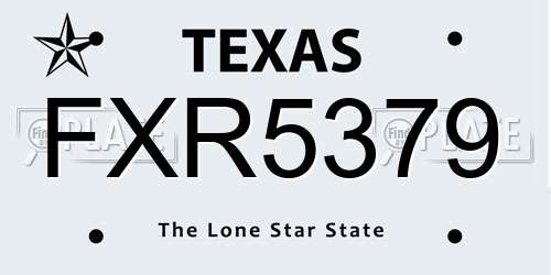 FXR5379 Texas License Plate