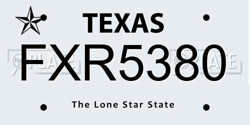 FXR5380 Texas License Plate