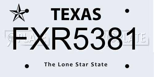 FXR5381 Texas License Plate