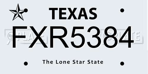 FXR5384 Texas License Plate